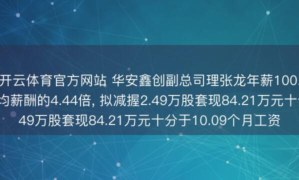开云体育官方网站 华安鑫创副总司理张龙年薪100.15万是公司东谈主均薪酬的4.44倍, 拟减握2.49万股套现84.21万元十分于10.09个月工资