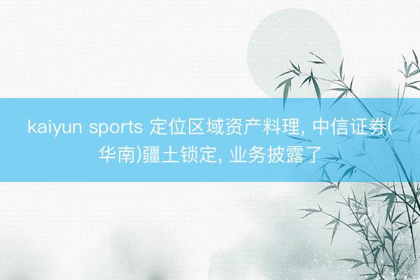 kaiyun sports 定位区域资产料理, 中信证券(华南)疆土锁定, 业务披露了