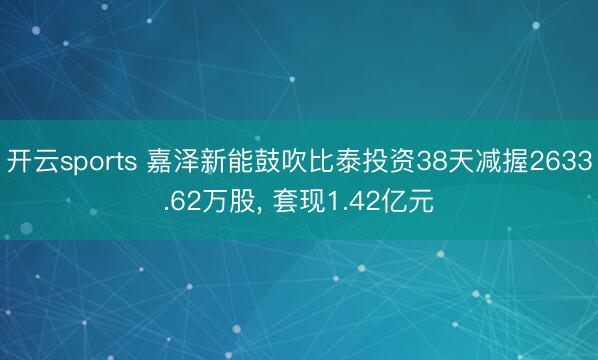 开云sports 嘉泽新能鼓吹比泰投资38天减握2633.62万股, 套现1.42亿元