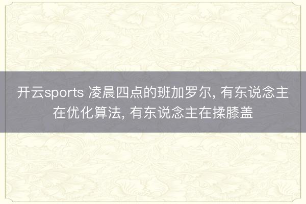 开云sports 凌晨四点的班加罗尔, 有东说念主在优化算法, 有东说念主在揉膝盖