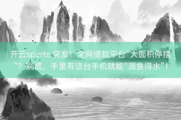 开云sports 突发！全网借款平台“大面积停摆”？别慌，手里有这台手机就能“涸鱼得水”！