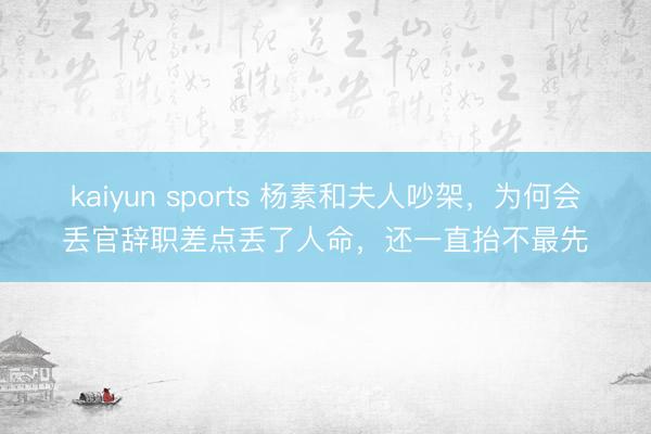 kaiyun sports 杨素和夫人吵架，为何会丢官辞职差点丢了人命，还一直抬不最先