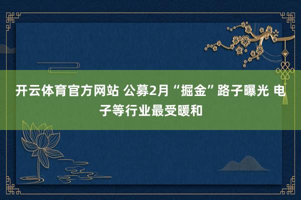 开云体育官方网站 公募2月“掘金”路子曝光 电子等行业最受暖和