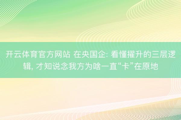 开云体育官方网站 在央国企: 看懂擢升的三层逻辑, 才知说念我方为啥一直“卡”在原地