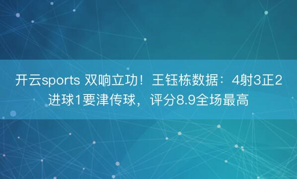 开云sports 双响立功！王钰栋数据：4射3正2进球1要津传球，评分8.9全场最高