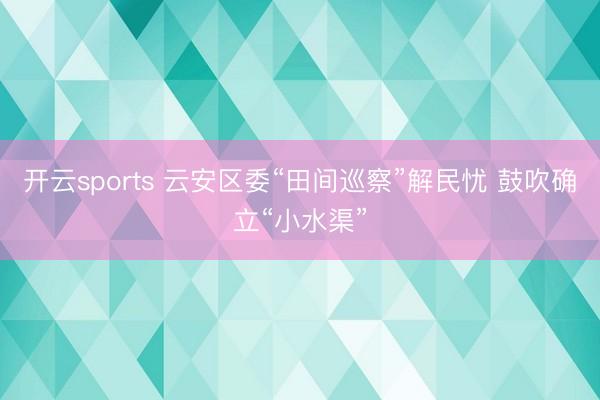 开云sports 云安区委“田间巡察”解民忧 鼓吹确立“小水渠”