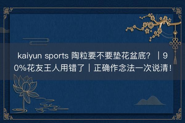 kaiyun sports 陶粒要不要垫花盆底？｜90%花友王人用错了｜正确作念法一次说清！