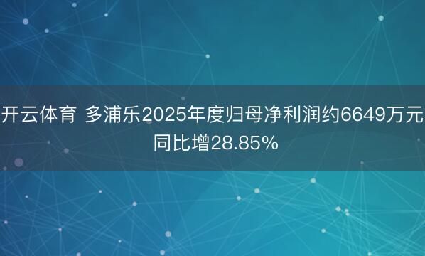 开云体育 多浦乐2025年度归母净利润约6649万元 同比增28.85%