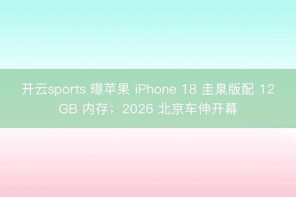 开云sports 曝苹果 iPhone 18 圭臬版配 12GB 内存；2026 北京车伸开幕
